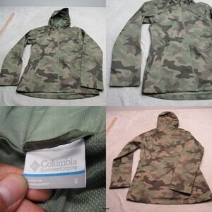 Columbia Jacket Womens Small Green Camouflage Inner Limit Coat‎ Hood Waterproof